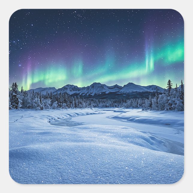 Adesivo Quadrado Aurora Boreal (Frente)