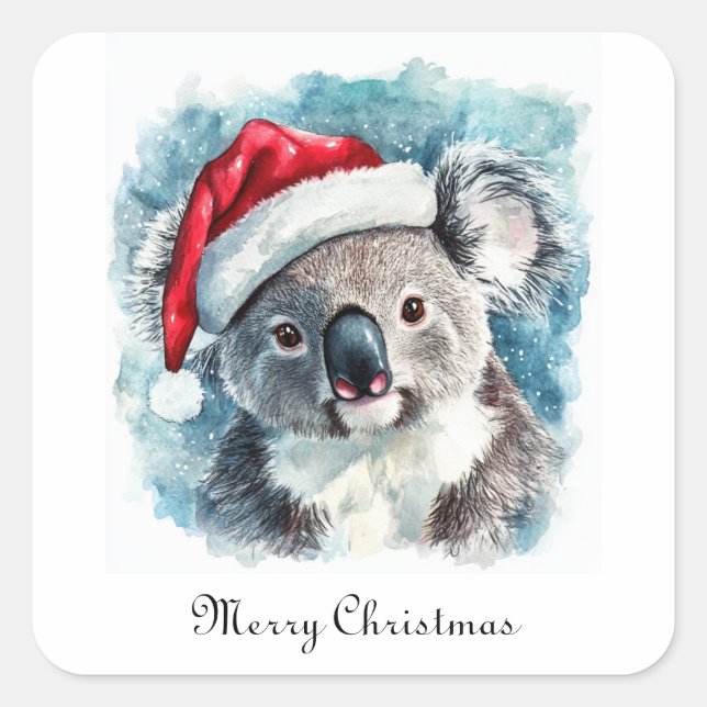 Adesivo Quadrado Aussie Christmas Cheer, costume de Koala Bear (Frente)