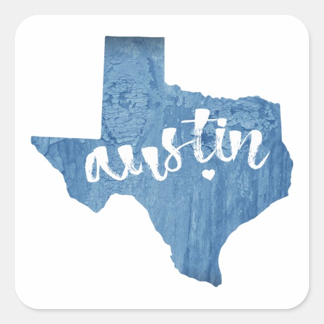 Adesivo Quadrado Austin, Texas Wood Grain (Frente)