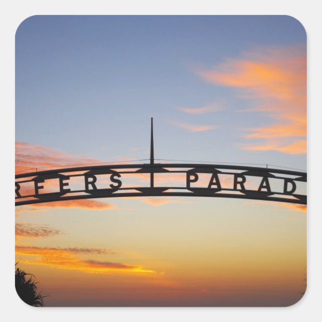 Adesivo Quadrado Austrália, Queensland, Costa Dourada, Sunrise, (Frente)