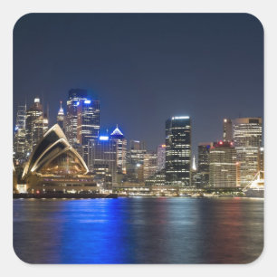 Adesivo Quadrado Austrália, Sydney. Horizonte com Casa da Ópera vis
