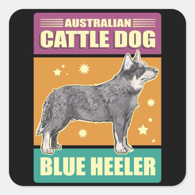 Adesivo Quadrado Australian Cattle Dog Blue Heeler | Dog Owner (Frente)