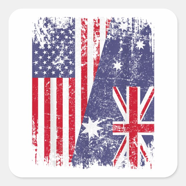 Adesivo Quadrado AUSTRALIANA ROOTS Half American Flag AUSTRÁLIA (Frente)