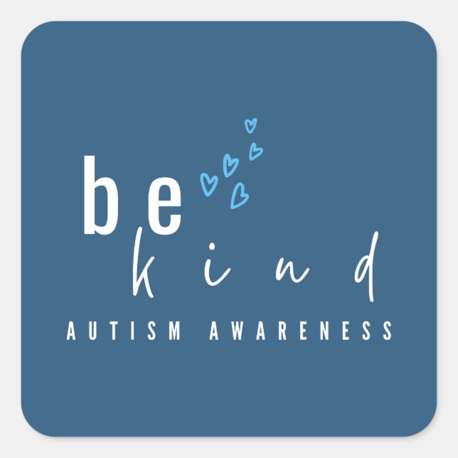 Adesivo Quadrado autism awareness be kind blue hearts modern  (Frente)