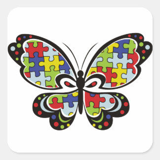Adesivo Quadrado Autism Awareness Butterfly