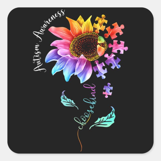 Adesivo Quadrado Autismo Admissão de Consciência Mulheres Mãe Profe (Frente)