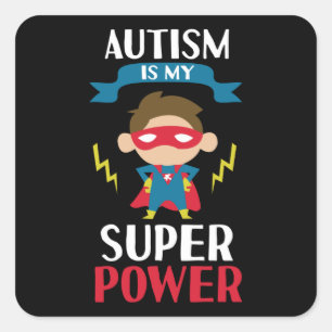 Adesivo Quadrado Autismo é a minha consciência super-herói super