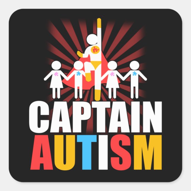 Adesivo Quadrado Autismo é a minha consciência super-herói super-po (Frente)