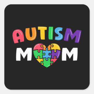 Adesivo Quadrado Autismo Mãe, Camisa-T Autismo Autismo Atenção Pres