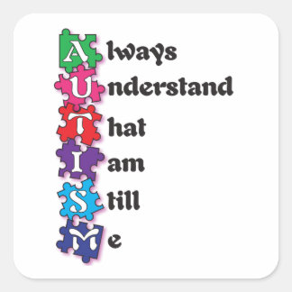 Adesivo Quadrado Autismo Poema Acrótico