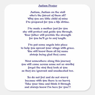 Adesivo Quadrado Autismo Prayer