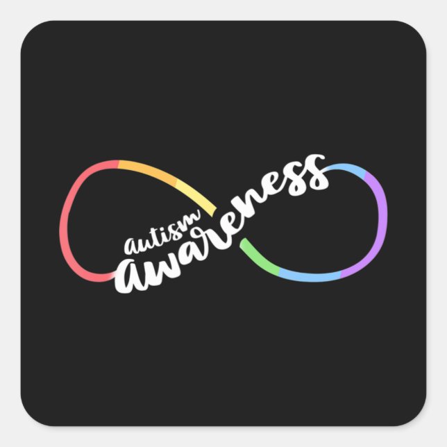 Adesivo Quadrado Autismo Sensibilização Aceitação Autista Arco-Íris (Frente)