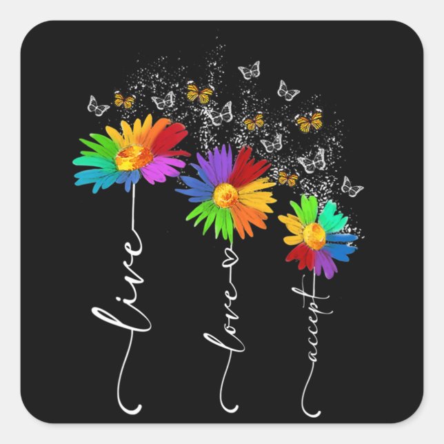 Adesivo Quadrado Autismo Sensibilização Camisa Amor Aceita Autismo  (Frente)