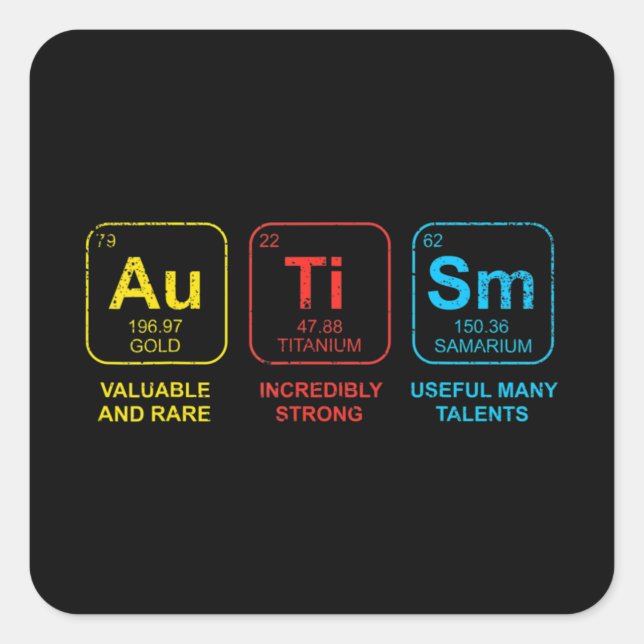 Adesivo Quadrado Autismo Sensibilização Mulheres Homens Elementos p (Frente)