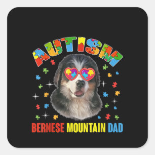 Adesivo Quadrado Autista Autism Bernese Mountain Dog Quebra-cabeç