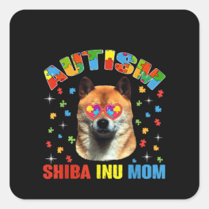 Adesivo Quadrado Autista   Autism Shiba Inu Mãe Quebra-cabeça