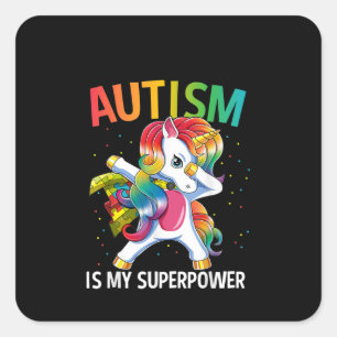 Adesivo Quadrado Autista Autismo É Meu Superpoder Dabitando Unicó