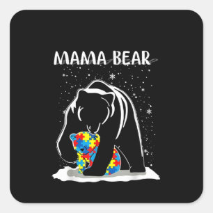 Adesivo Quadrado Autista Quebra-cabeça de Mama Bear Autismo Piece