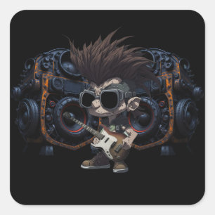 Adesivo Quadrado Auto-falantes De Guitarra Grunge Punk Rock & Roll