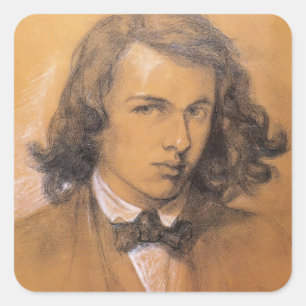 Adesivo Quadrado Auto-Retrato de Dante Gabriel Rossetti-
