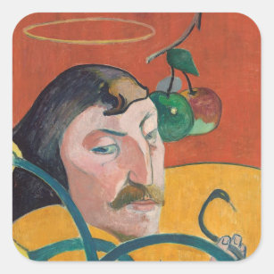 Adesivo Quadrado Auto-Retrato de Paul Gauguin  , 1889 (óleo na