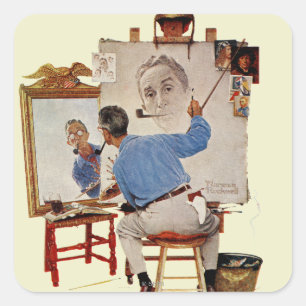 Adesivo Quadrado Auto-Retrato triplo