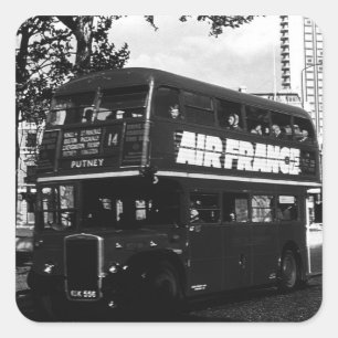 Adesivo Quadrado Autocarro inglês de dois andares vintage Inglaterr