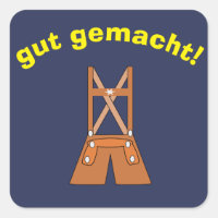 Autocolante alemão "Bem Feito" com Lederhosen