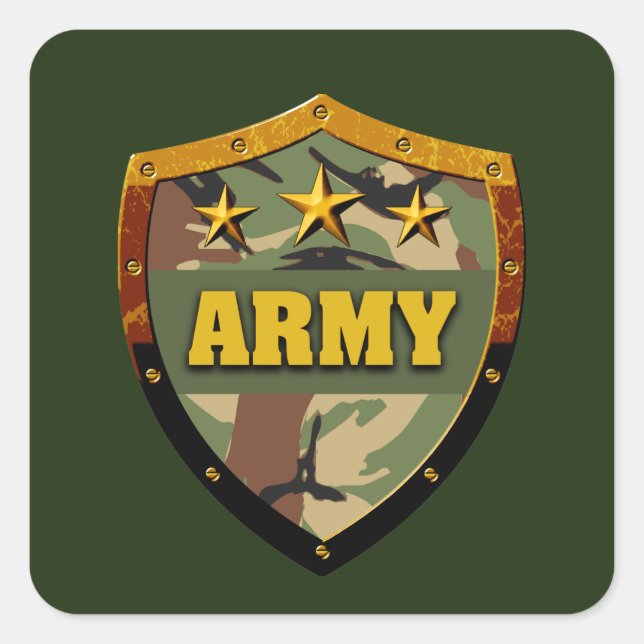 Adesivo Quadrado Autocolante Clássico do Exército (Frente)