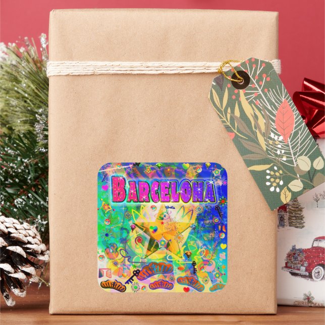 Adesivo Quadrado Autocolante da Época de Barcelona (Feriado)