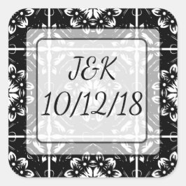 Adesivo Quadrado Autocolante de Mandala Preto e Branco Personalizad