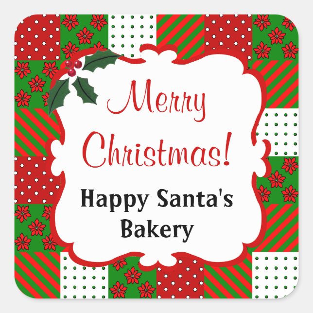 Adesivo Quadrado Autocolante de Natal Personalizado (Frente)