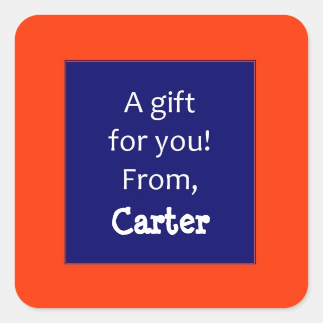 Adesivo Quadrado Autocolante De Presente Vermelho E Marinho (Frente)