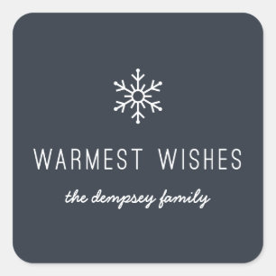 Adesivo Quadrado Autocolante de primeira neve - Marinho