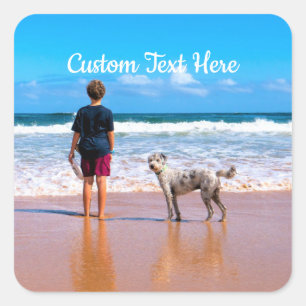 Adesivo Quadrado Autocolante de texto personalizado Seu Design - Me