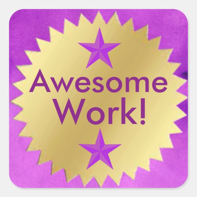 Adesivo Quadrado Autocolante do Prêmio de trabalho especial do alun (Frente)