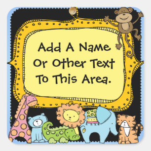 Adesivo Quadrado Autocolante Elefante Giraffe de Animais de Zoo Per