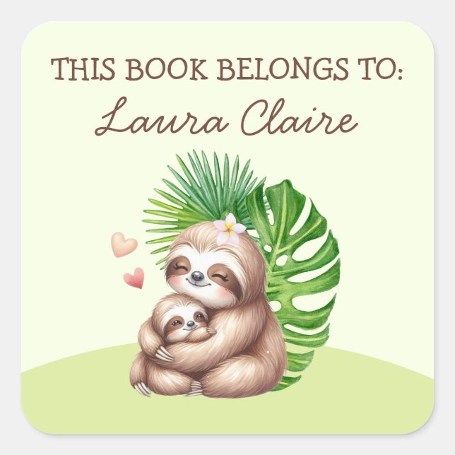 Adesivo Quadrado Autocolante "Este Livro Pertence A" (Frente)