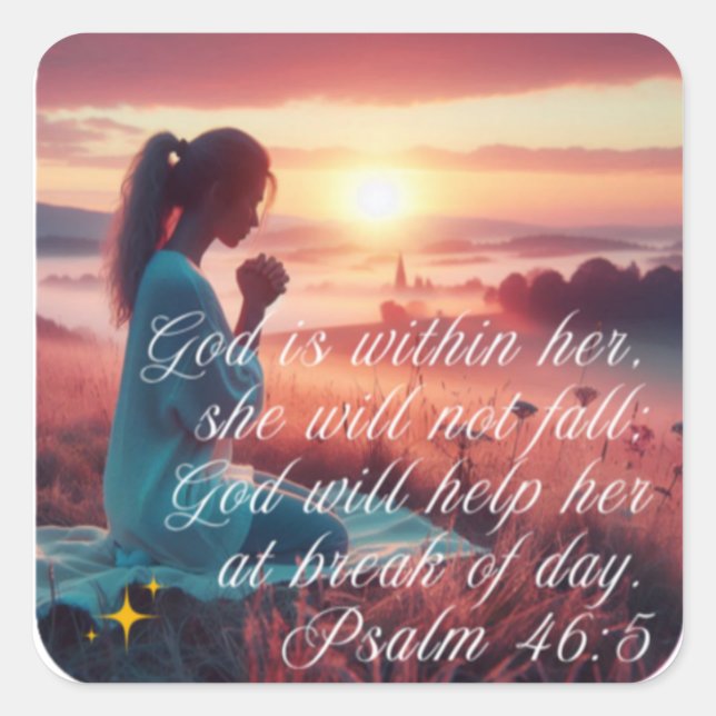 Adesivo Quadrado Autocolante 'Inspirador de fé' (Frente)