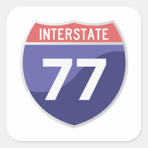 Adesivo Quadrado Autocolante Interstate 77 (I-77) Road Trip Viagem