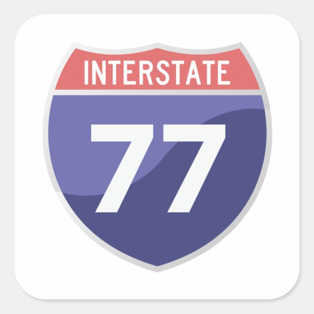 Adesivo Quadrado Autocolante Interstate 77 (I-77) Road Trip Viagem (Frente)