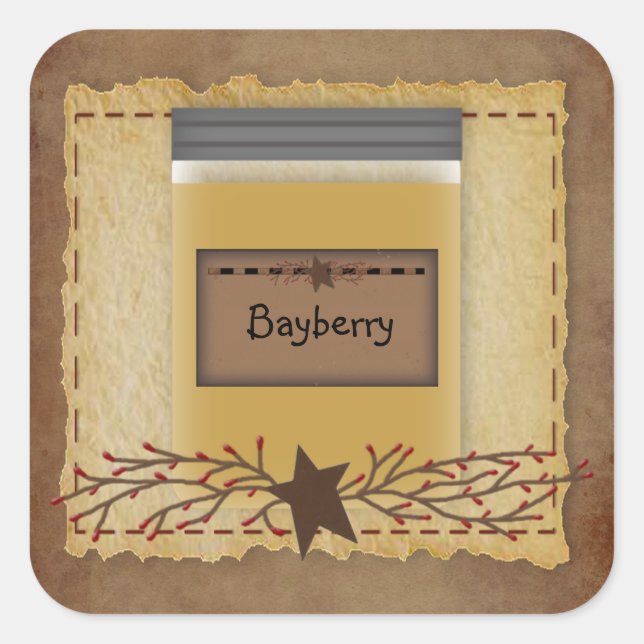 Adesivo Quadrado Autocolante Personalizado da Vela do Jar (Frente)