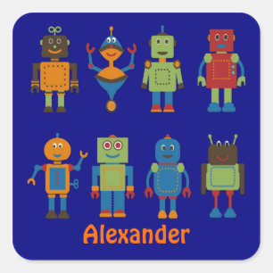 Adesivo Quadrado Autocolante personalizado de amigos robôs
