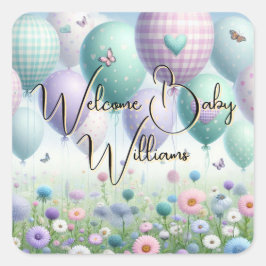 Adesivo Quadrado Autocolante personalizado "Welcome Baby"