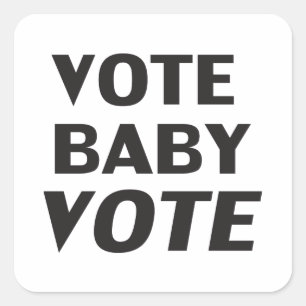 Adesivo Quadrado autocolante preto e branco redondo "vote baby vote