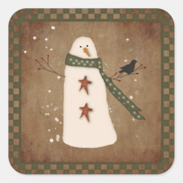 Adesivo Quadrado Autocolante Primitivo Snowman