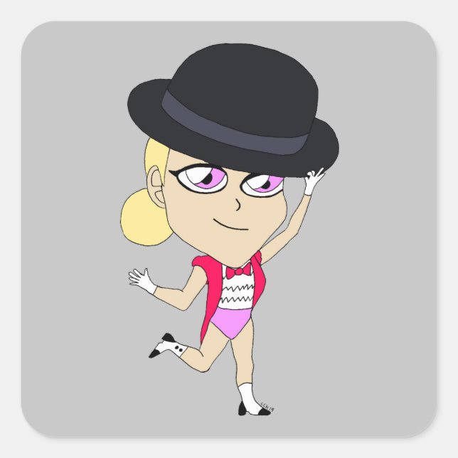 Adesivo Quadrado autocolante quadrado chibi (Frente)