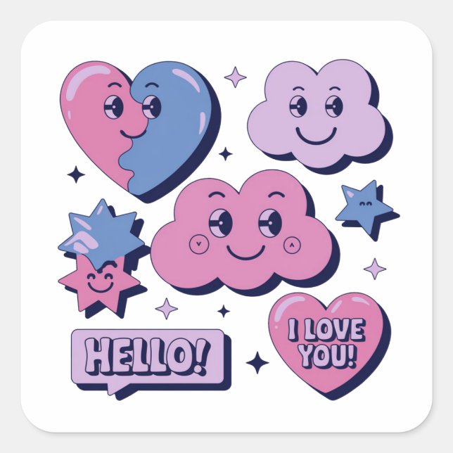 Adesivo Quadrado Autocolantes bonitos (Frente)