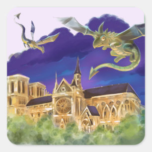 Adesivo Quadrado Autocolantes clássicos de Notre Dame