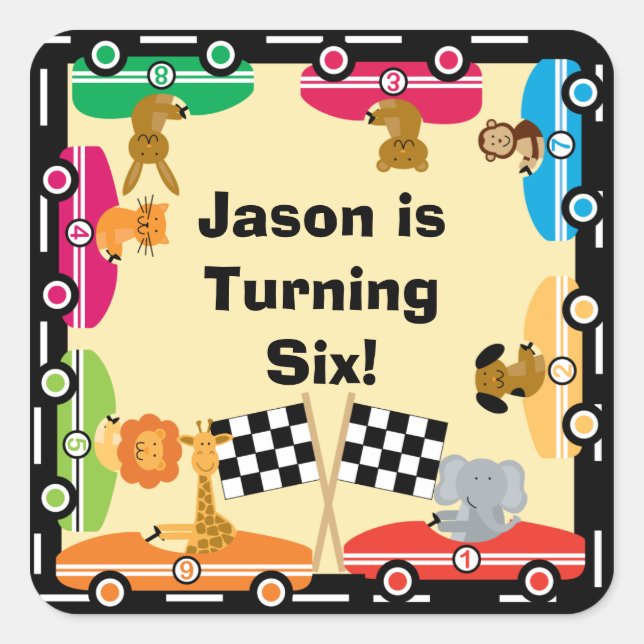 Adesivo Quadrado Autocolantes de animais personalizados (Frente)